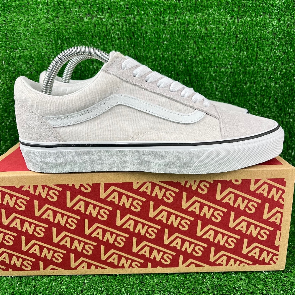 Vans Old Skool White and Light Gray Low-Top Sneakers